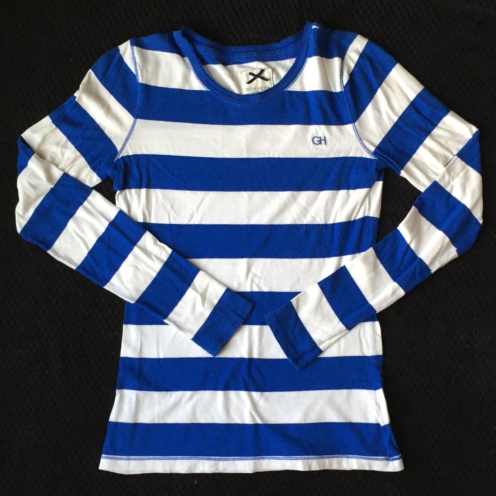 Gilly Hicks Blue & White Stripe Long Sleeve Top M
